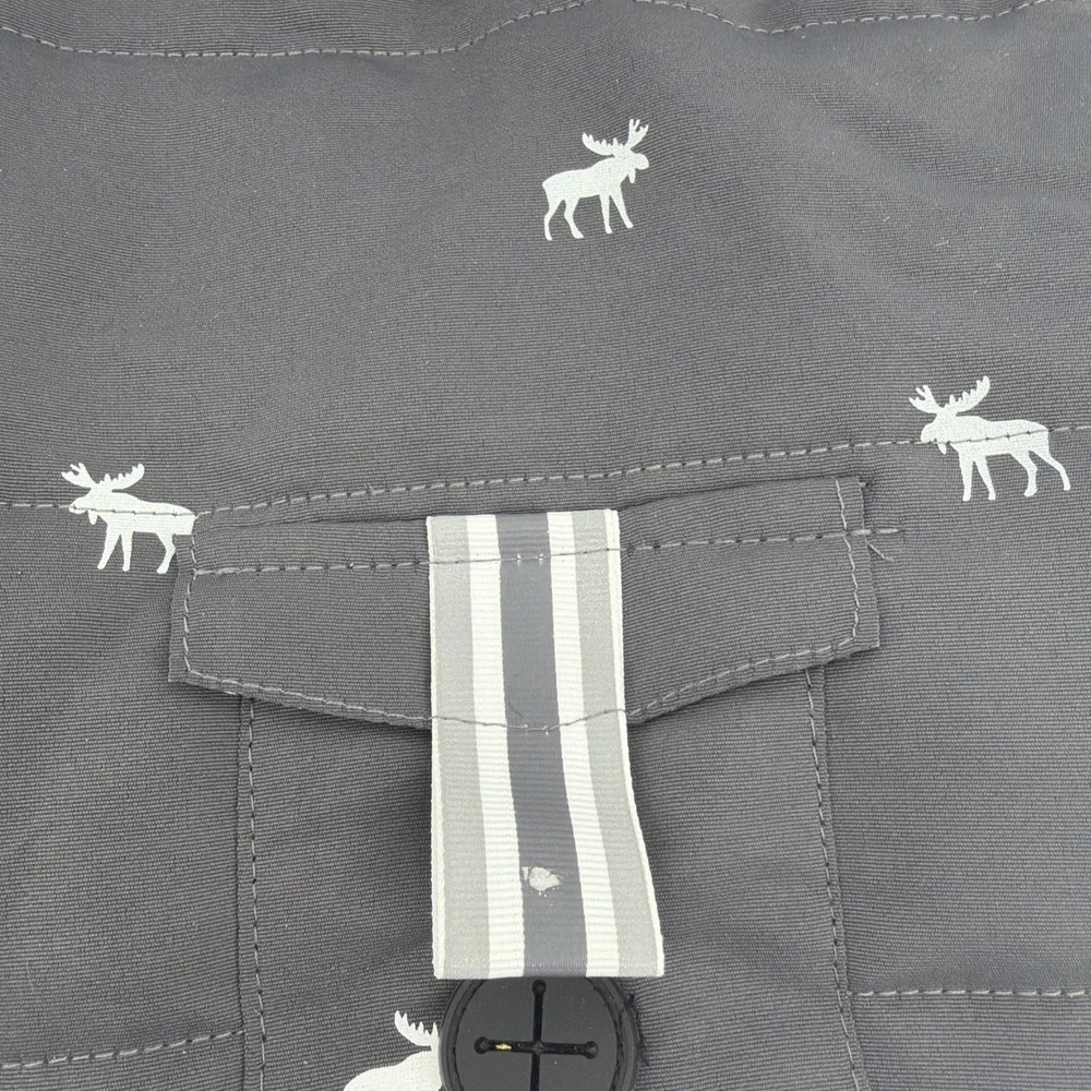 LuvGear Reversible Gray, Plaid Flannel Moose Puppy/Dog Coat/Jacket‎ Size SM
